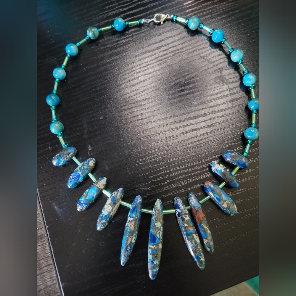 Blue and Green Beaded Necklace